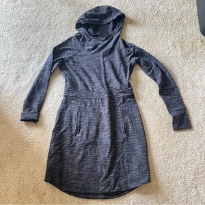 Athleta Charcoal Hooded Dress - Pull Over Long Sleeves Athletic Dress Size M